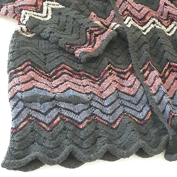 JUST JEANS Gray Pink Chevron Open Front Long Cardigan Sweater Sz XS - Picture 10 of 13